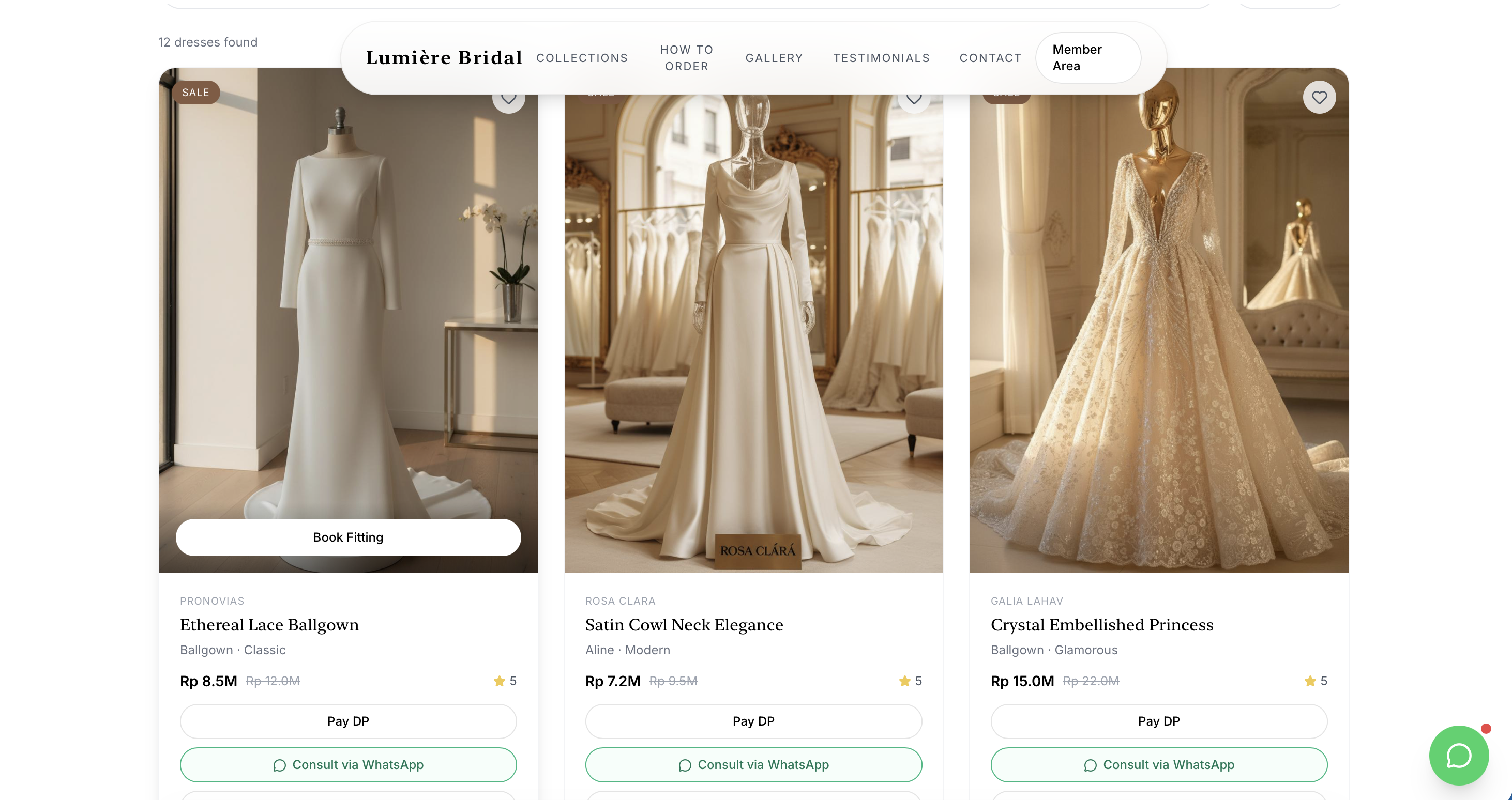 Lumière Bridal Atelier UI Showcase